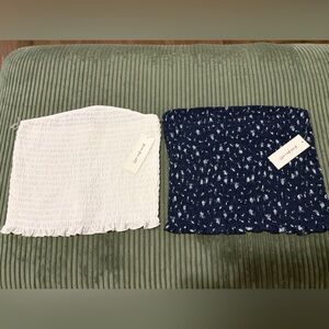 Free People Textured White and Floral Tube Top Set